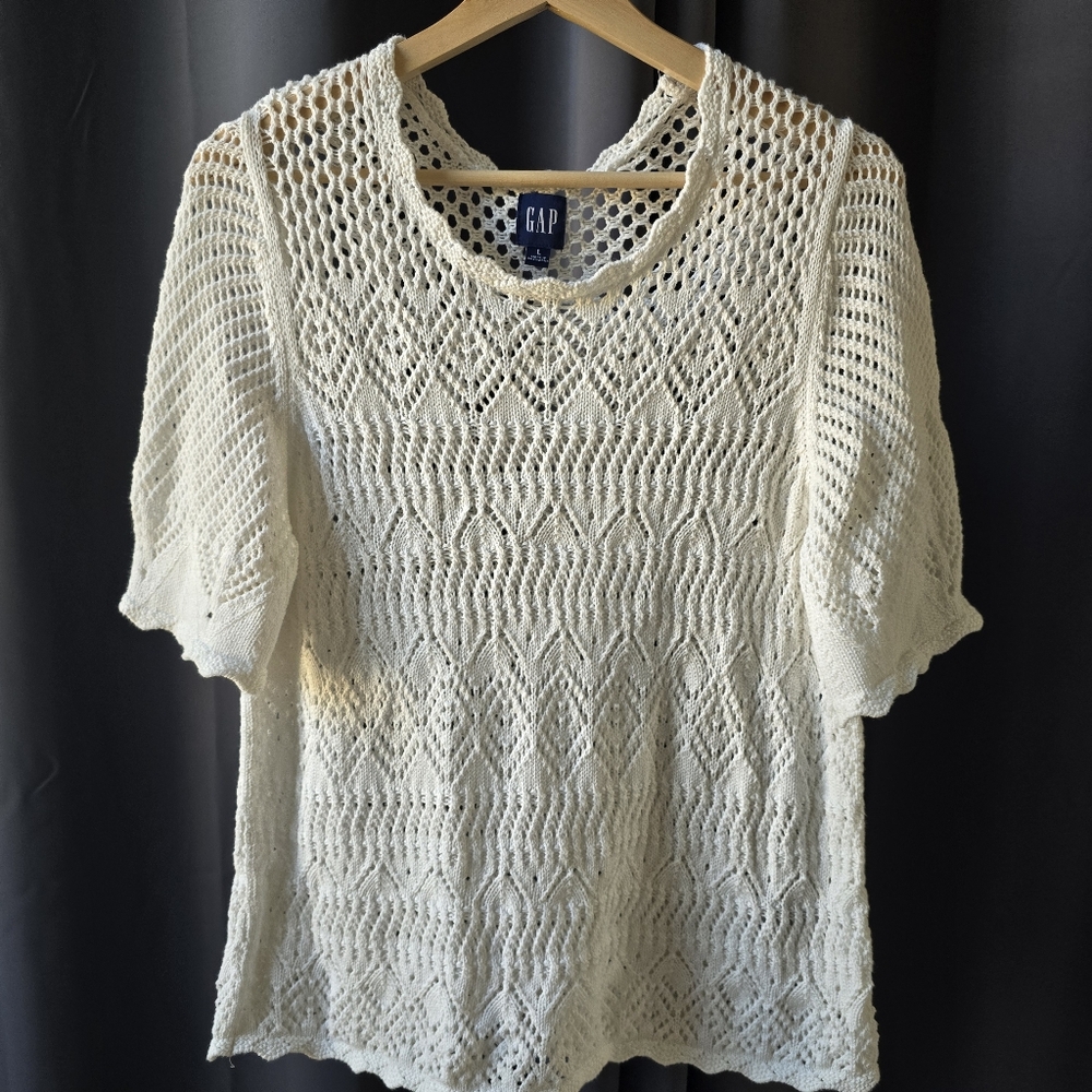 Crocheted white knit top from the Gap